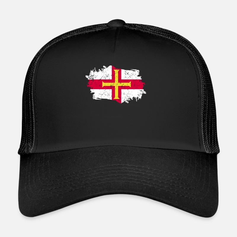 Drapeau de Guernesey Grunge Drapeau de Guernesey Casquette trucker 