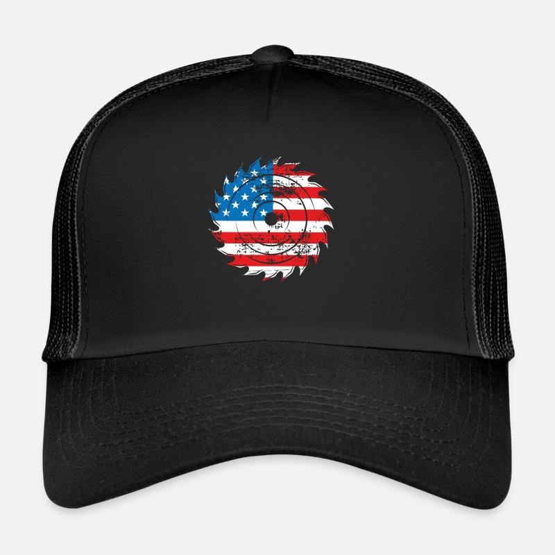 USA flag in a saw Trucker Cap