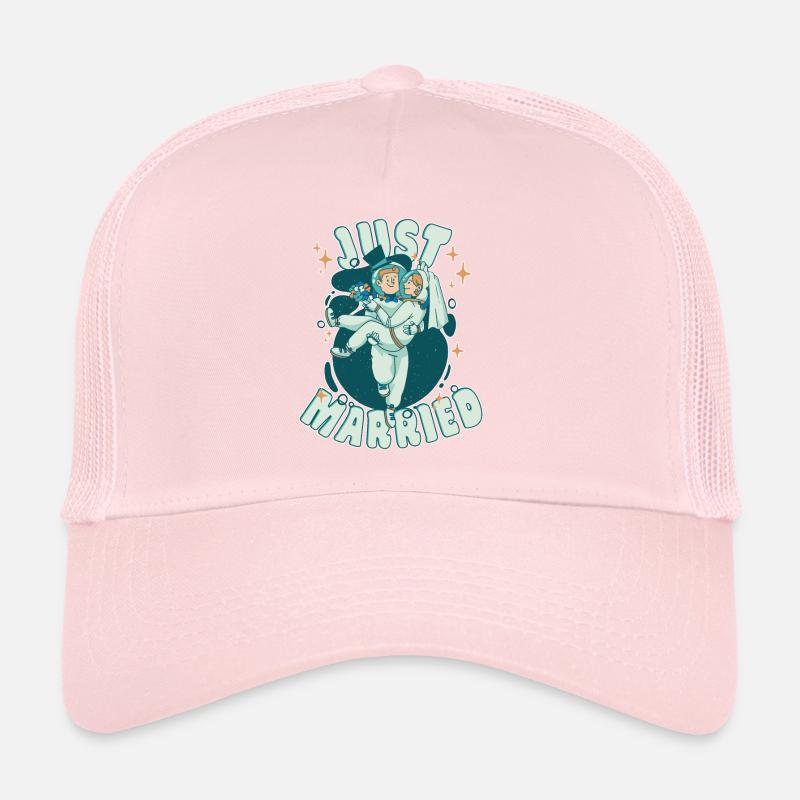 Just Married - Astronaut Groom and Bride Trucker Cap