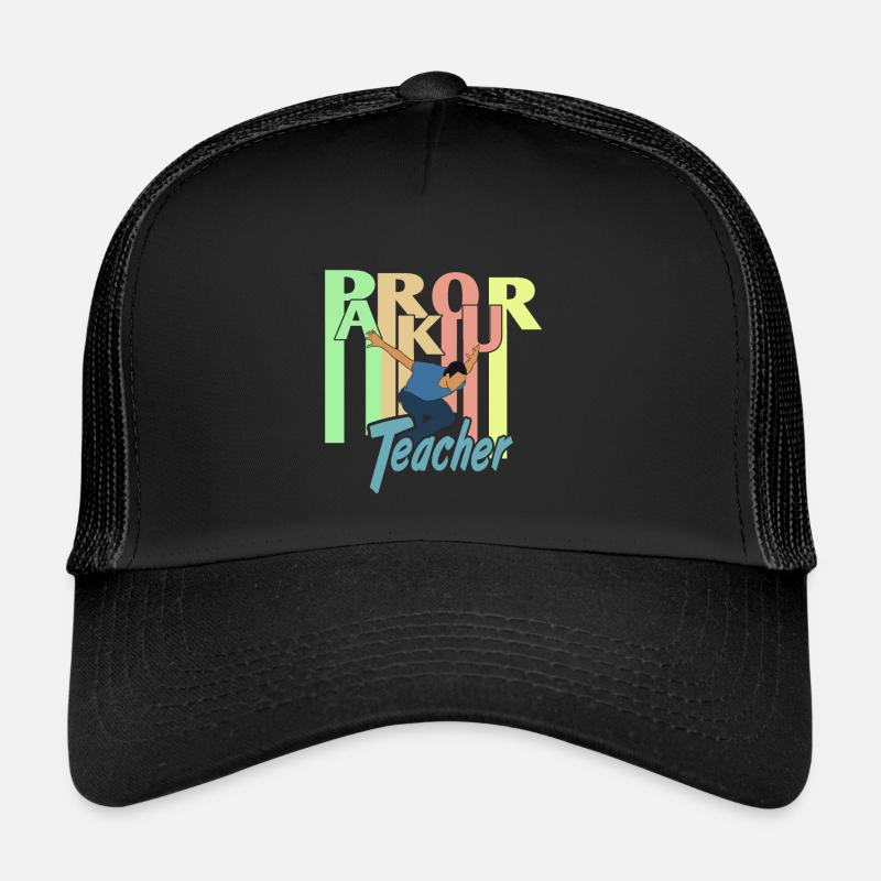 Retro PARKOUR Teacher Awesome Teacher Designs - Trucker Cap - black/black