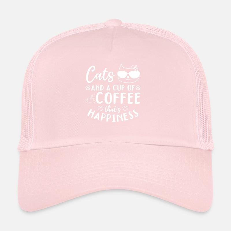 Des chats et une tasse de café c’est le bonheur - Cat Casquette trucker 