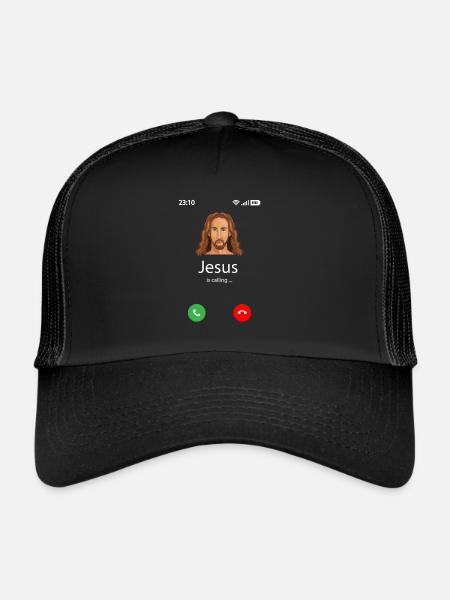 Jésus appelle - Casquette trucker  - noir/noir - Devant