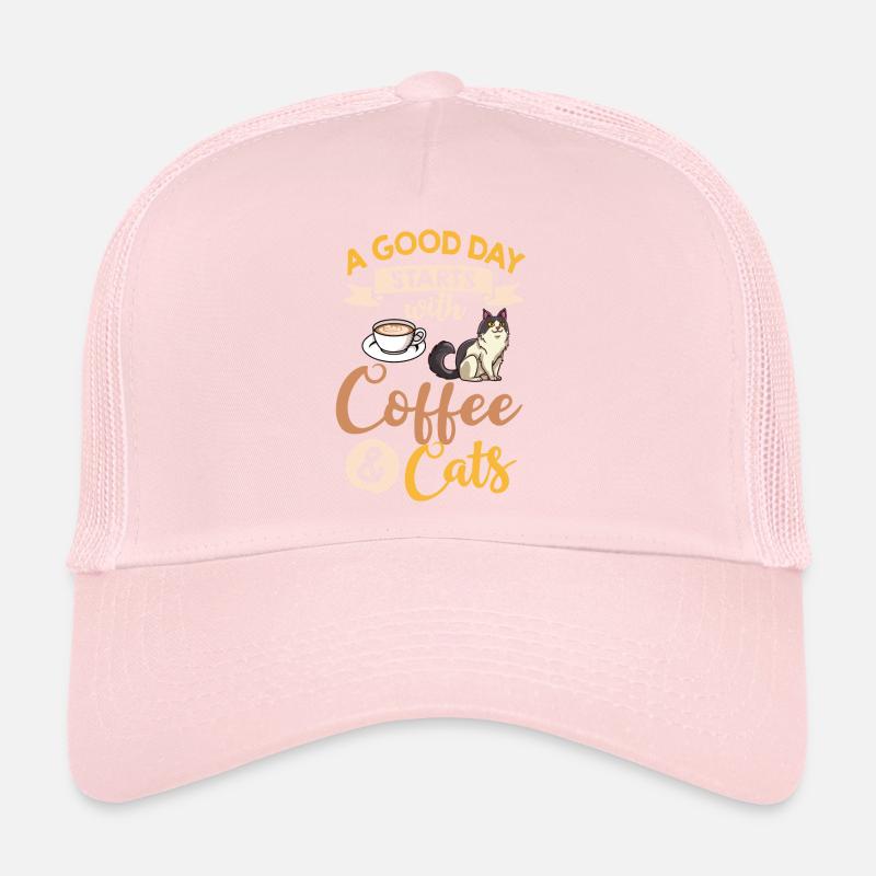 Coffee Cat Machine Kitten Cup Beans Trucker Cap