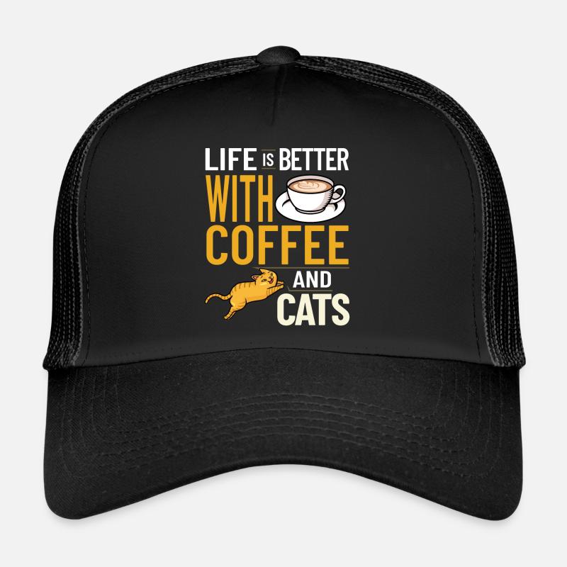 Cafetière Chat Machine Chaton Tasse Grains Casquette trucker 