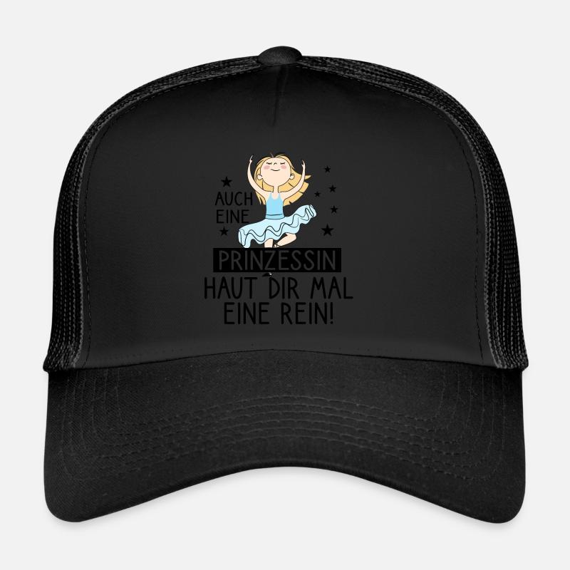 Auch Eine Prinzessin Haut Dir Mal Eine Rein - Trucker Cap - Schwarz/Schwarz