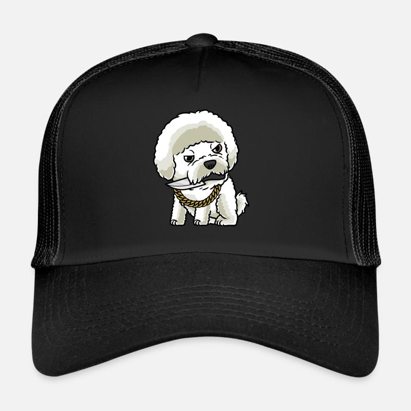 Bichon Frisé Hund Gelockter Bichon Mit Messer Trucker Cap