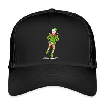Santas Dancing Christmas Elf Celebrating - Trucker Cap - Schwarz/Schwarz - Vorne