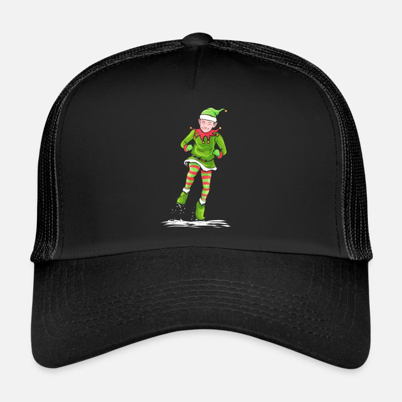 Santas Dancing Christmas Elf Celebrating Trucker Cap