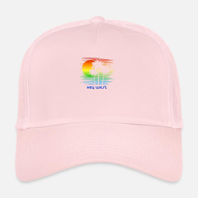 Key West Florida LGBTQ Rainbow Flag Pride Artistic Trucker Cap