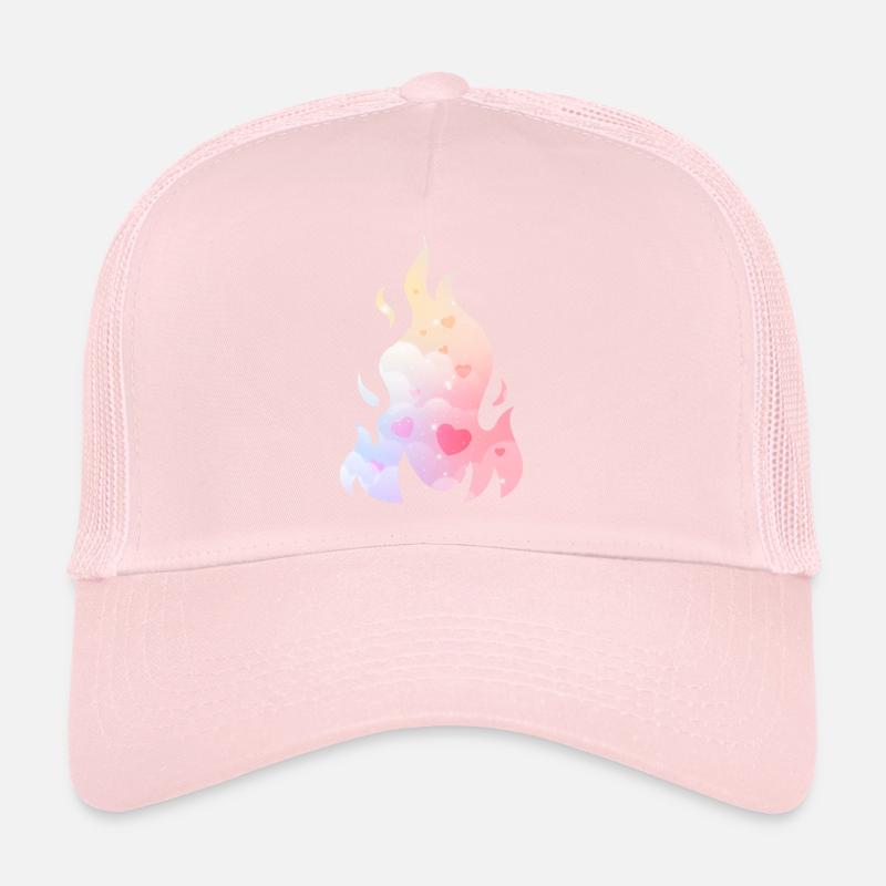 Angelcore Esthétique Fire Flame Hearts Casquette trucker 