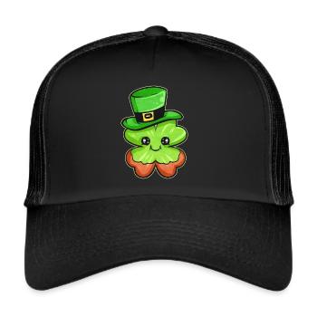 Shamrock Wearing Red Beard and Green Hat For - Trucker Cap - black/black - Front
