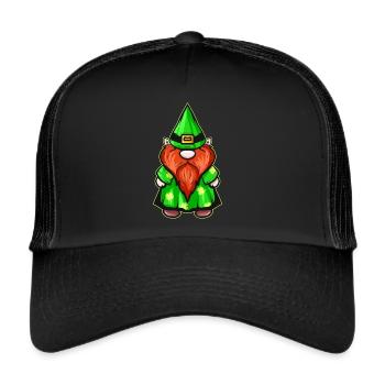 Green Dressed Gnome For St. Patrick's Day - Trucker Cap - black/black - Front