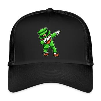 Kawaii Dabbing Leprechaun pour la Saint-Patrick - Casquette trucker  - noir/noir - Devant