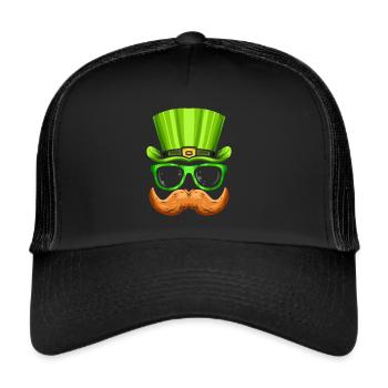 Red Beard Green Hat And Glasses Costume For St. - Trucker Cap - black/black - Front