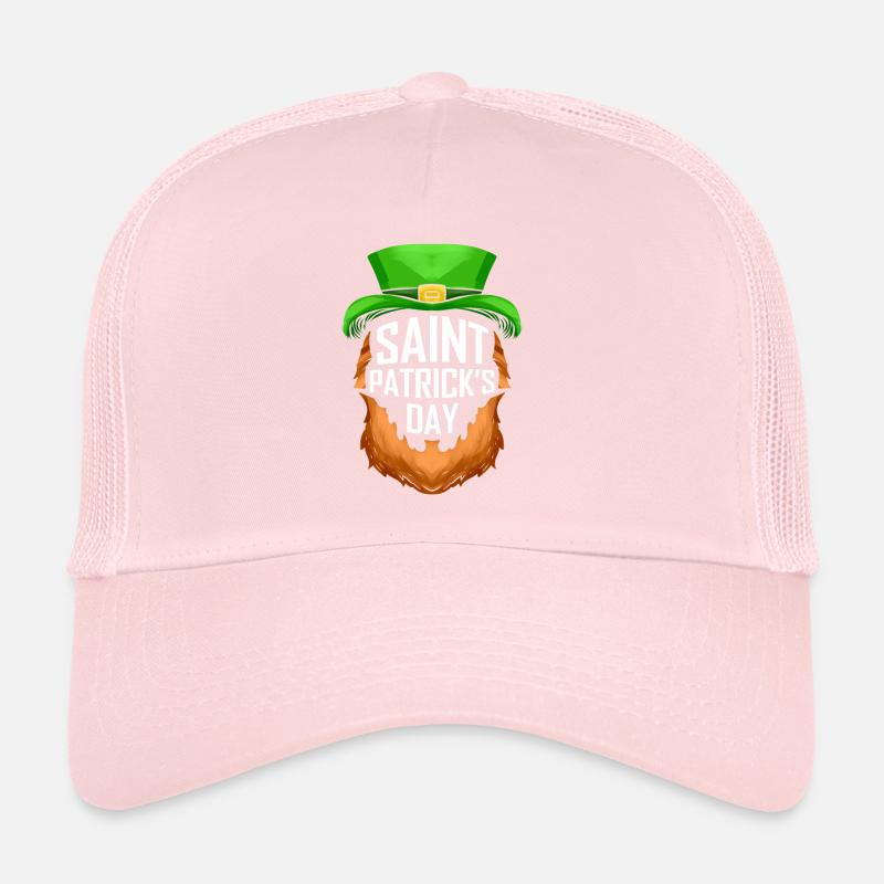 Red Beard And Green Hat Logo For St. Patricks Day Trucker Cap