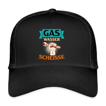 Anlagenmechaniker Sanitär Klimatechnik - Trucker Cap - Schwarz/Schwarz - Vorne