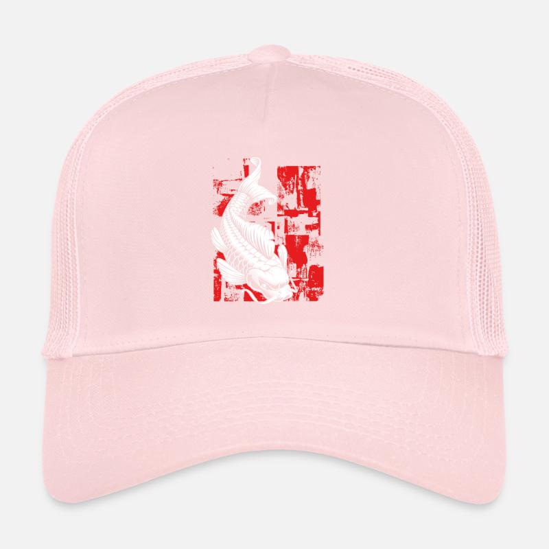 Koi blanc avec rouge Casquette trucker 