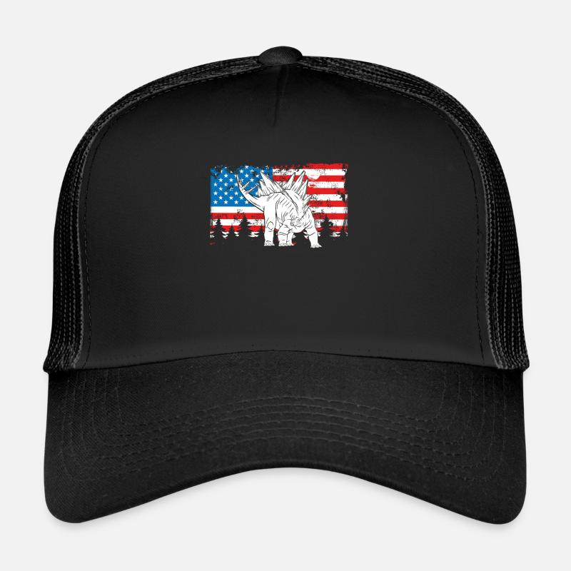 Stegosaurus Auf Einer Usa flagge Trucker Cap