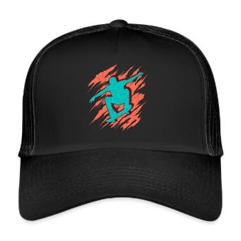 Skater Tricks Skateboard Stunt Skateboarding - Trucker Cap - Schwarz/Schwarz - Vorne