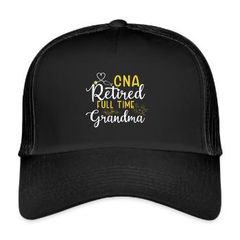 CNA im Ruhestand Vollzeit-Oma - Trucker Cap - Schwarz/Schwarz - Vorne