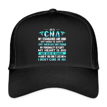 Zertifizierte Pflegeassistentin Standard Medical - Trucker Cap - Schwarz/Schwarz - Vorne