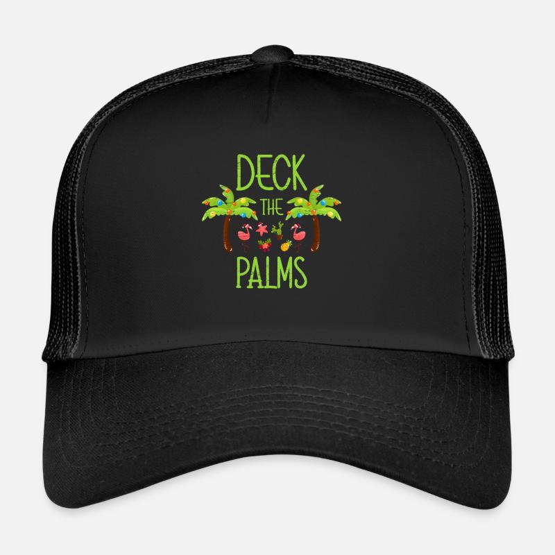 Deck The Palms Flamingo Weihnachtsmann Frohe Feiertage Trucker Cap