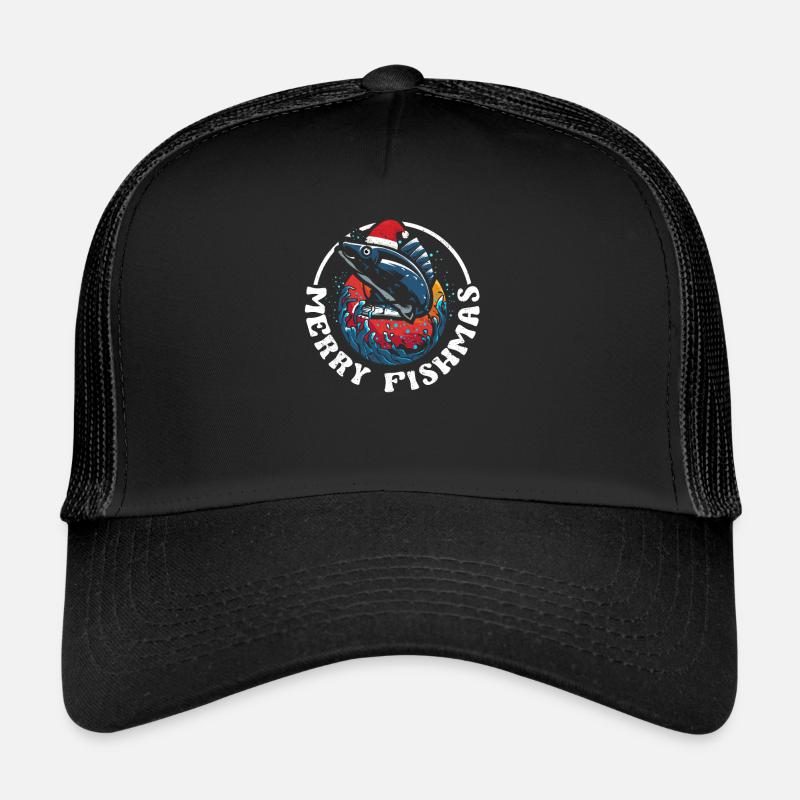 Joyeux Fishmas Drôle de poisson Pêche de Noël Noël Casquette trucker 