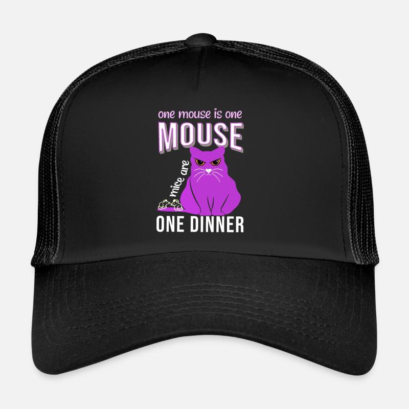 Eine Maus eine Maus Katzensprichwort fette Katze - Trucker Cap - Schwarz/Schwarz