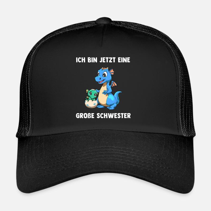 Drachen Große Schwester - Ich bin jetzt ein Große - Trucker Cap - Schwarz/Schwarz