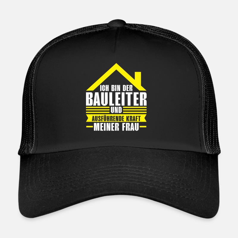 Baustelle Bauleiter Bau Geschenk - Trucker Cap - Schwarz/Schwarz