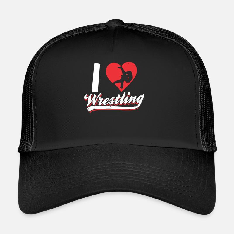 Ich Liebe Wrestling Ringen Ringer Ringkampf - Trucker Cap - Schwarz/Schwarz