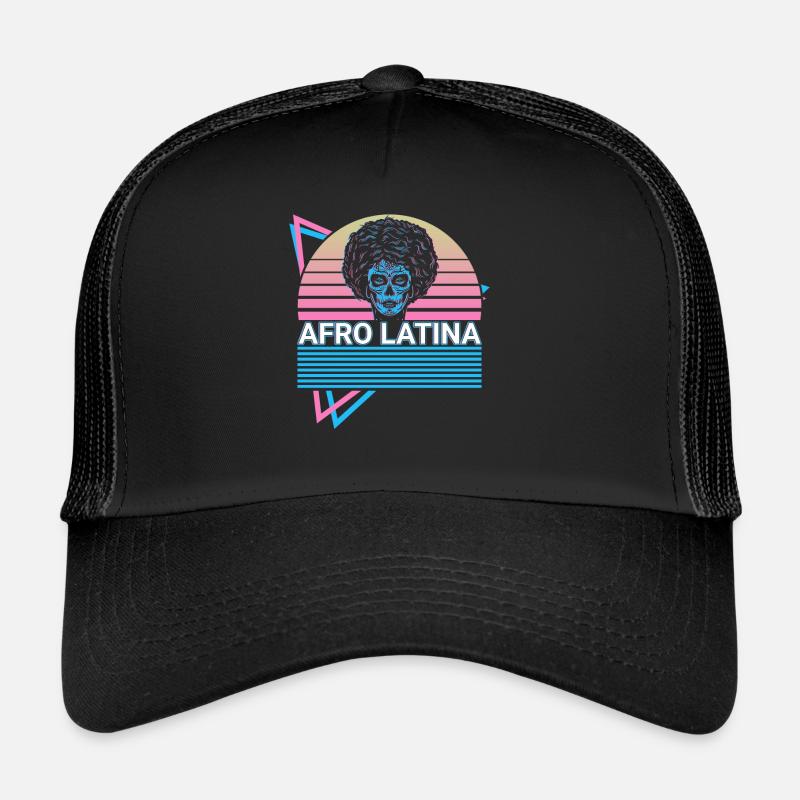Afro Latina Gothic Skull Retro Trucker Cap