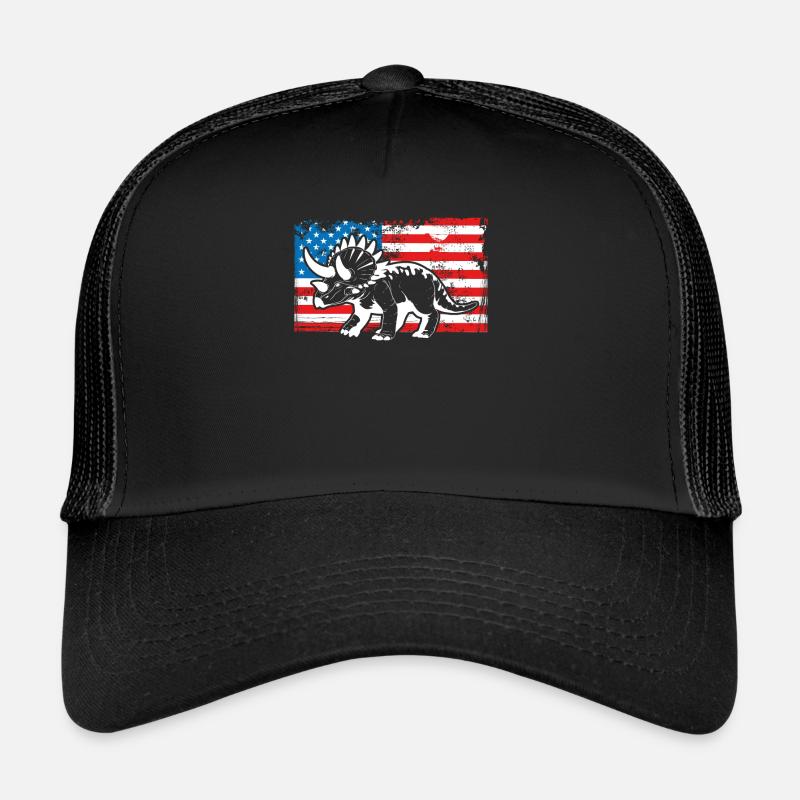Triceratops Auf Einer Usa-flagge Trucker Cap