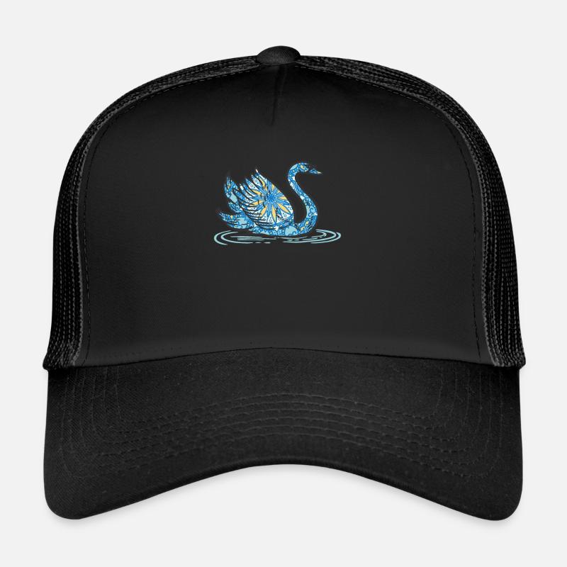 Mandala Swan Geometric Pattern Art Trucker Cap
