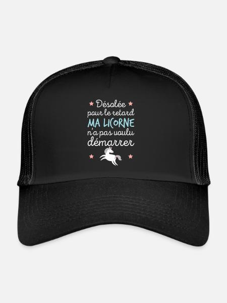 Ma licorne n'a pas voulu démarrer Cadeau femme - Casquette trucker  - noir/noir - Devant