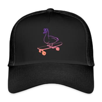 Skateboarding Ente auf Skateboard Tricks Skater - Trucker Cap - Schwarz/Schwarz - Vorne