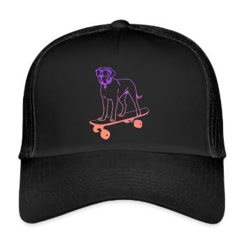 Skateboarding Hund auf Skateboard Tricks Skater - Trucker Cap - Schwarz/Schwarz - Vorne