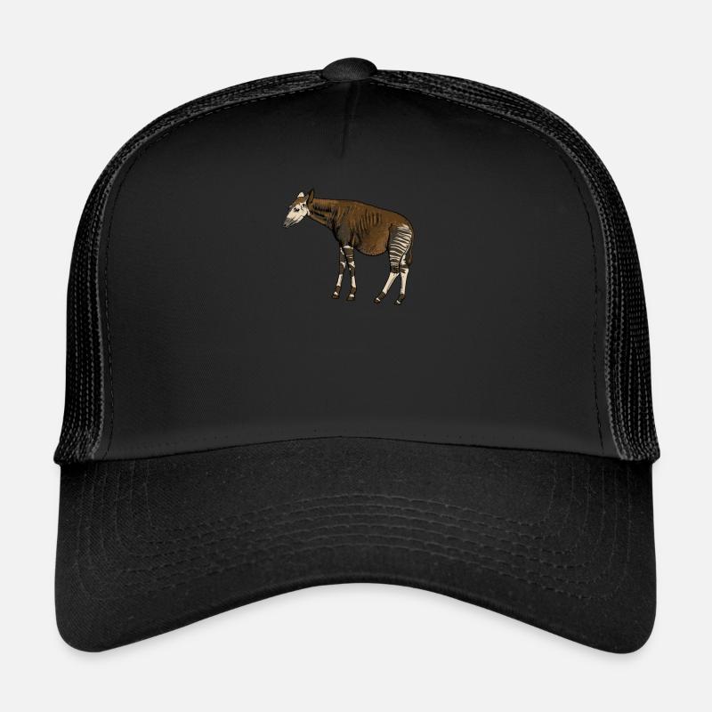 Okapi I Waldgiraffe aus dem Regenwald für - Trucker Cap - Schwarz/Schwarz