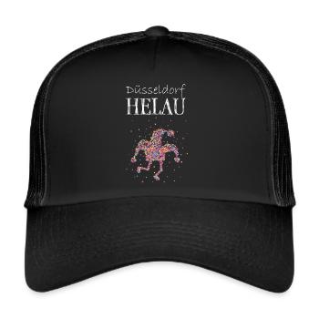 Düsseldorf Helau Karneval Fasching Konfetti Helau - Trucker Cap - Schwarz/Schwarz - Vorne