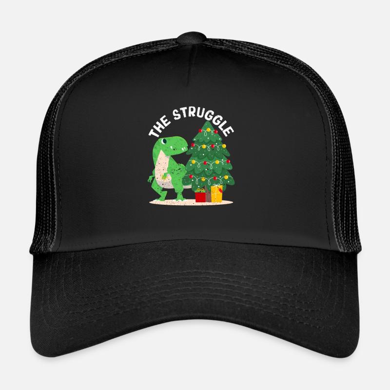 Le combat de Noël PJ Trex Dino Drôle d’arbre de Noël Casquette trucker 