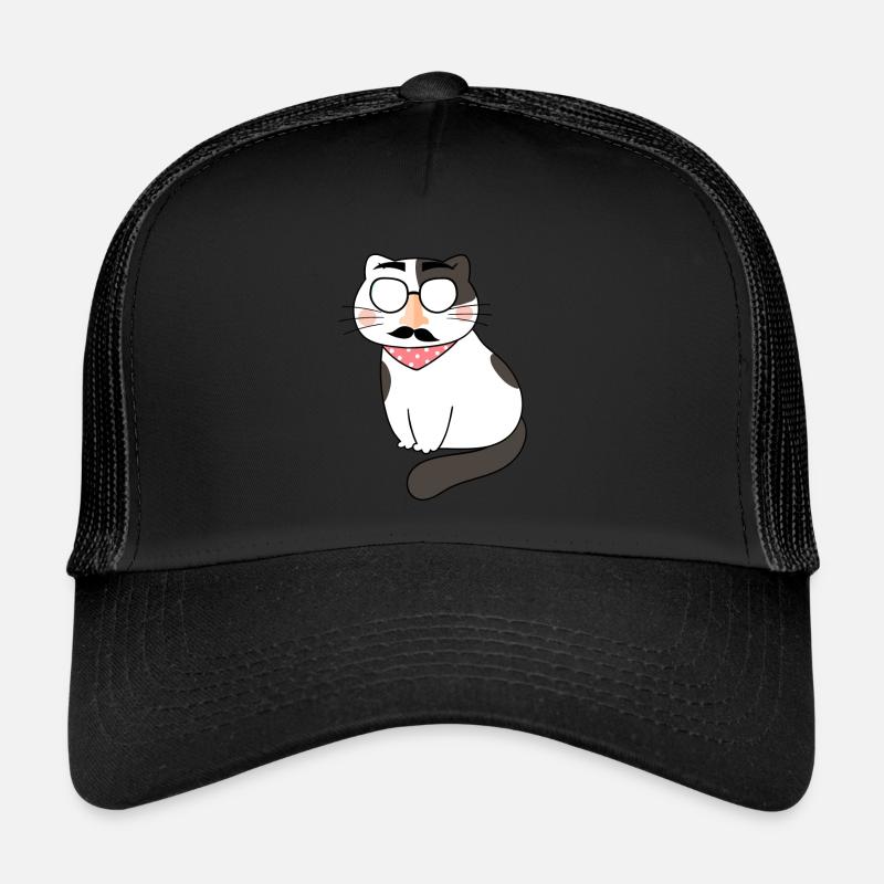 drôle de visage de chat avec des lunettes funky Casquette trucker 
