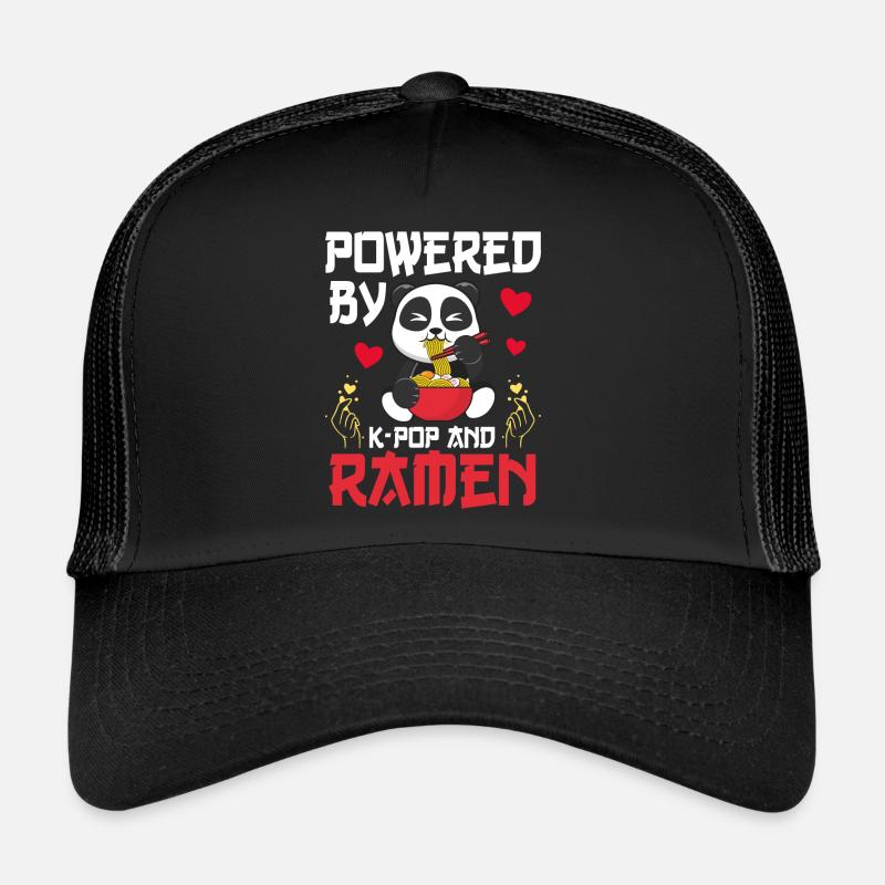 Propulsé par K-Pop et Ramen Coréen - Casquette trucker  - noir/noir