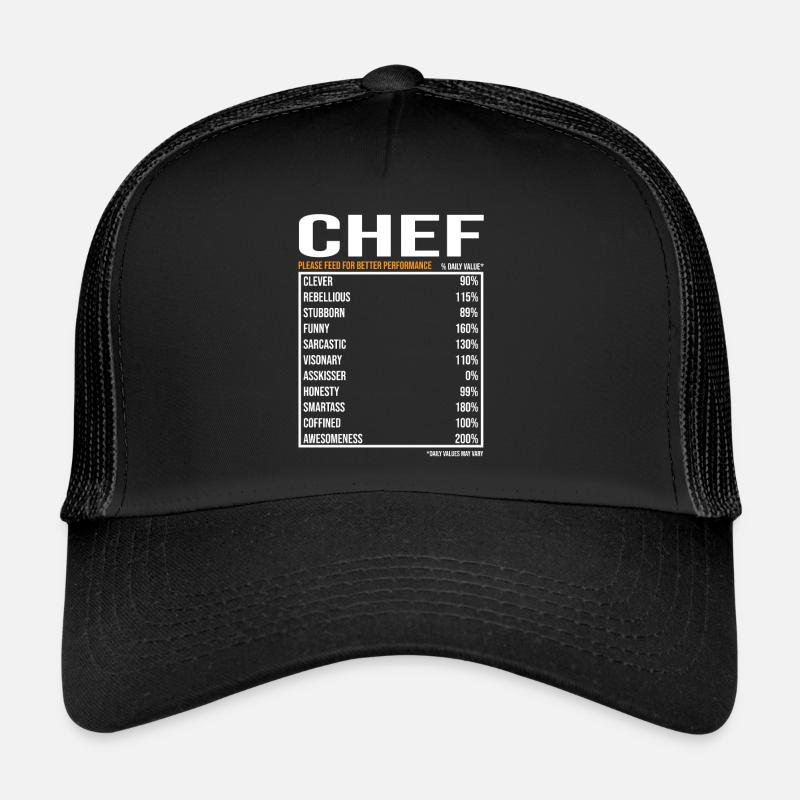 Chef du jour Drôle Chef Chef - Casquette trucker  - noir/noir