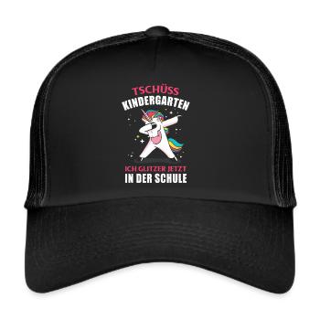 Tschüss Kindergarten Ich Glitzer in der Schule - Trucker Cap - Schwarz/Schwarz - Vorne