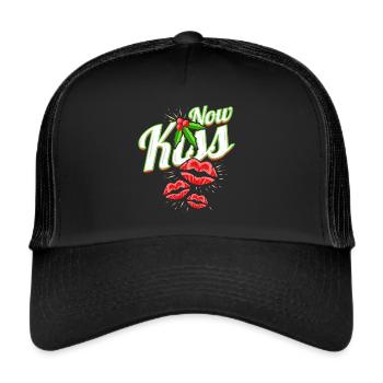 Now Kiss Mistletoe For A Merry Christmas - Trucker Cap - black/black - Front