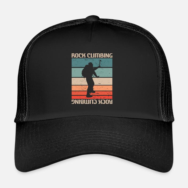 Retro Vintage Classic Rock Climbing Climber - Trucker Cap - Schwarz/Schwarz