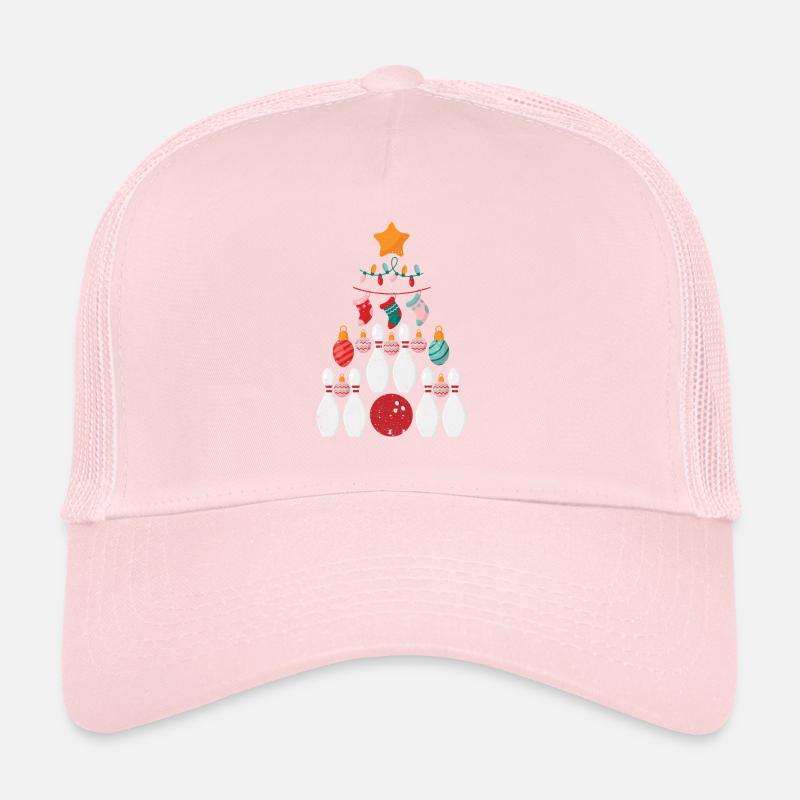Funny Bowling Players Christmas Tree Lights Trucker Cap