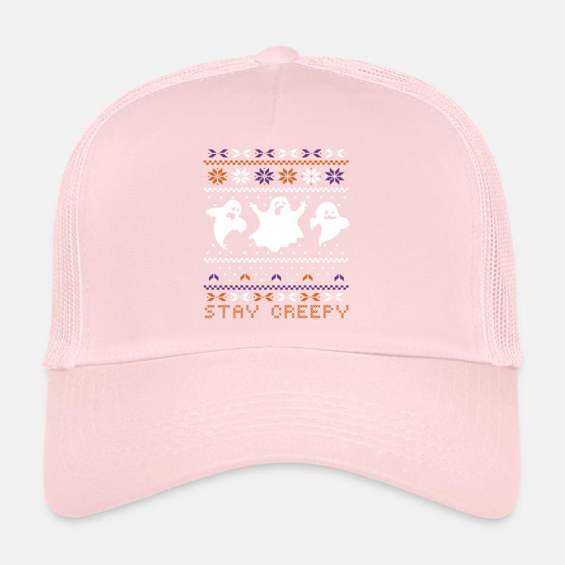 Stitch Pattern Ghost Creatures Creepy Halloween Trucker Cap