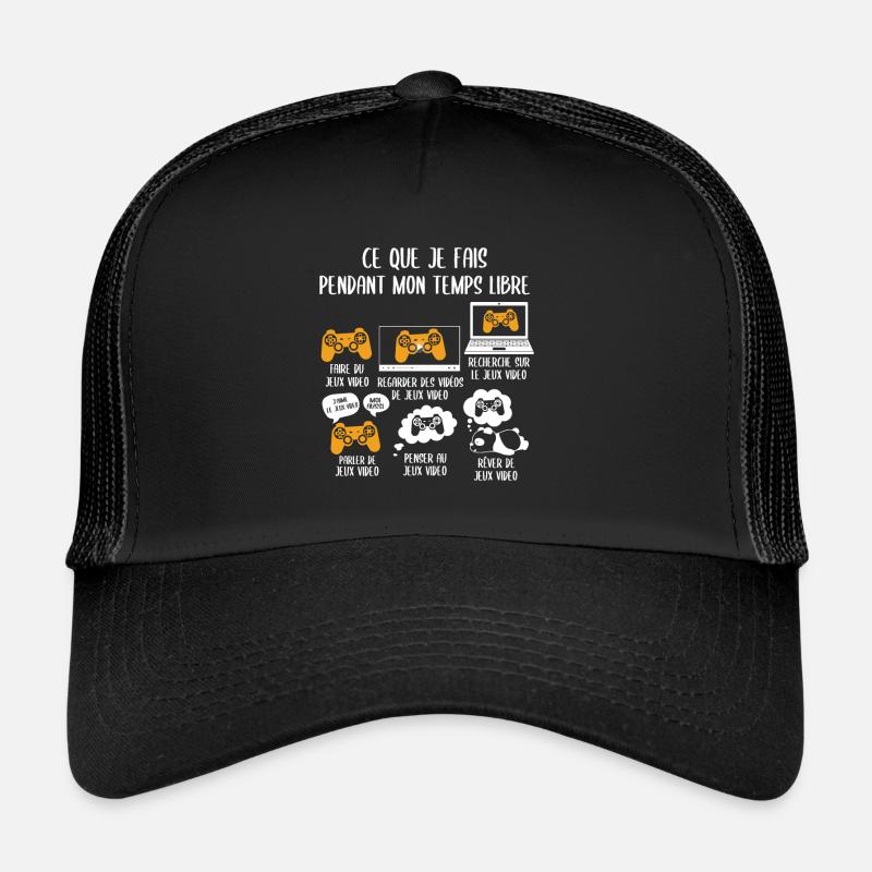 Ce que je fais pendant mon temps libre Jeux video - Casquette trucker  - noir/noir