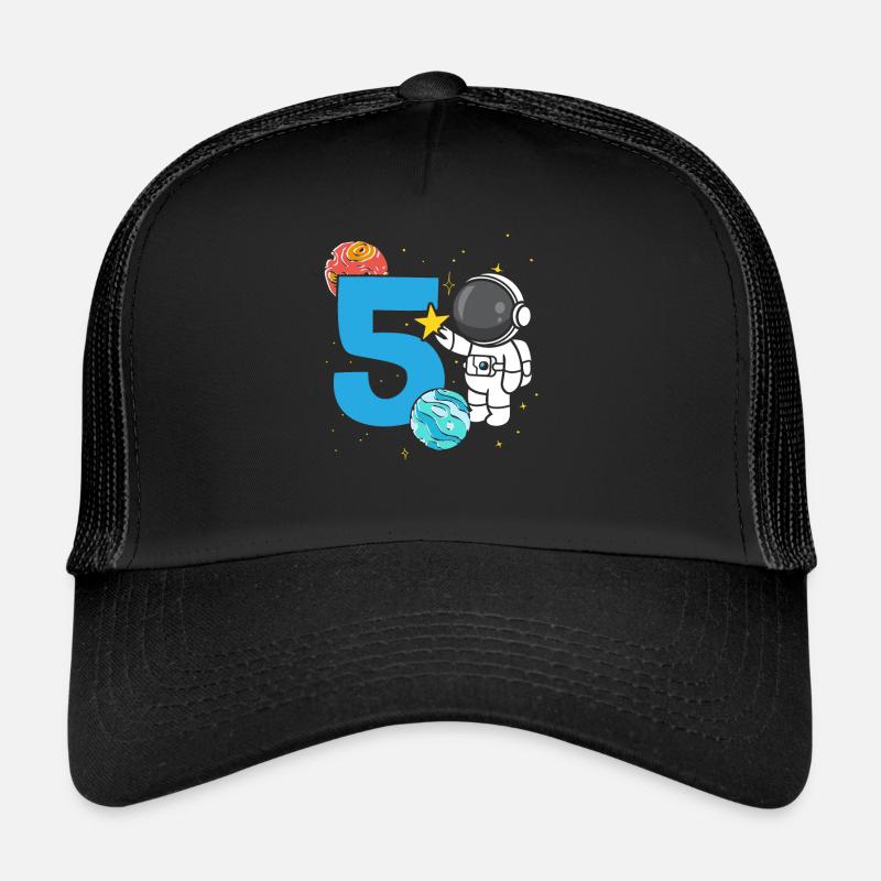 5th Birthday Celebration Outerspace Happy Bday Trucker Cap